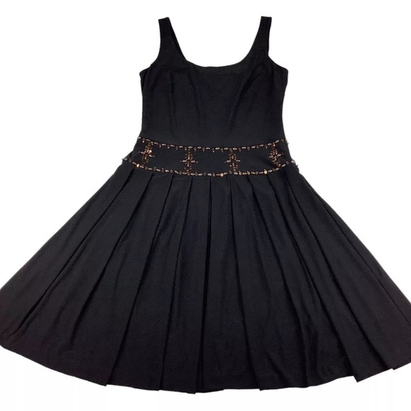 Talbots Women's 10P Petite Black Pleated A-Line Sleeveless Dress - Picture 2 of 12